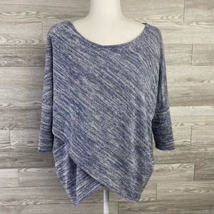 WHBM Blue Metallic Layered Kimono Sleeves Sweater